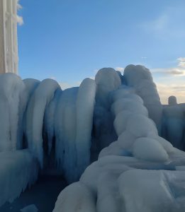 A photo showing and example of ice accretion on board a ship.